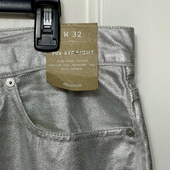 Madewell The '90s Straight Leg Jeans in Silver Foil Size 32 - Picture 10 of 15